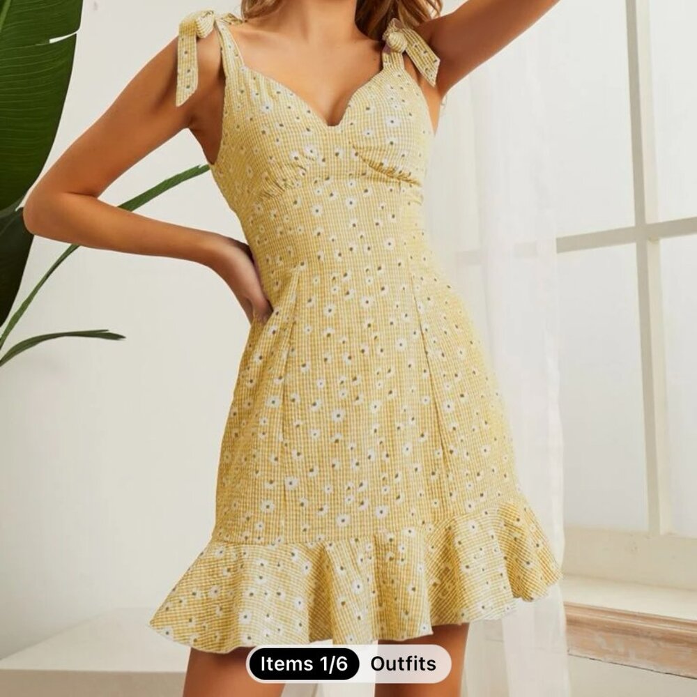 Yellow sun dress: textured fabric SHEIN- Size XL Tags attached